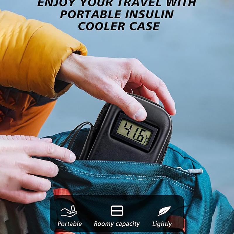 Reusable Insulin Travel Case With Thermometer Display Medicine Organizer Bag Waterproof Insulin Cooling Bag For Diabetics
