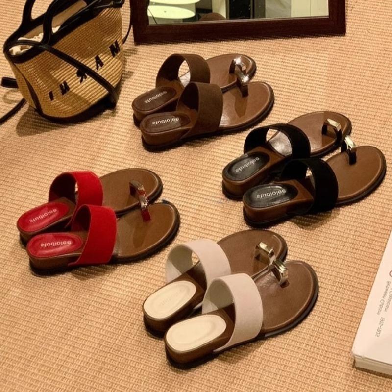Fashion 2025 New High Quality Summer Metal Clip Toe Women Slippers Fashion Wedges Heel Dress Shoes Ladies Outdoor Concise Sandals