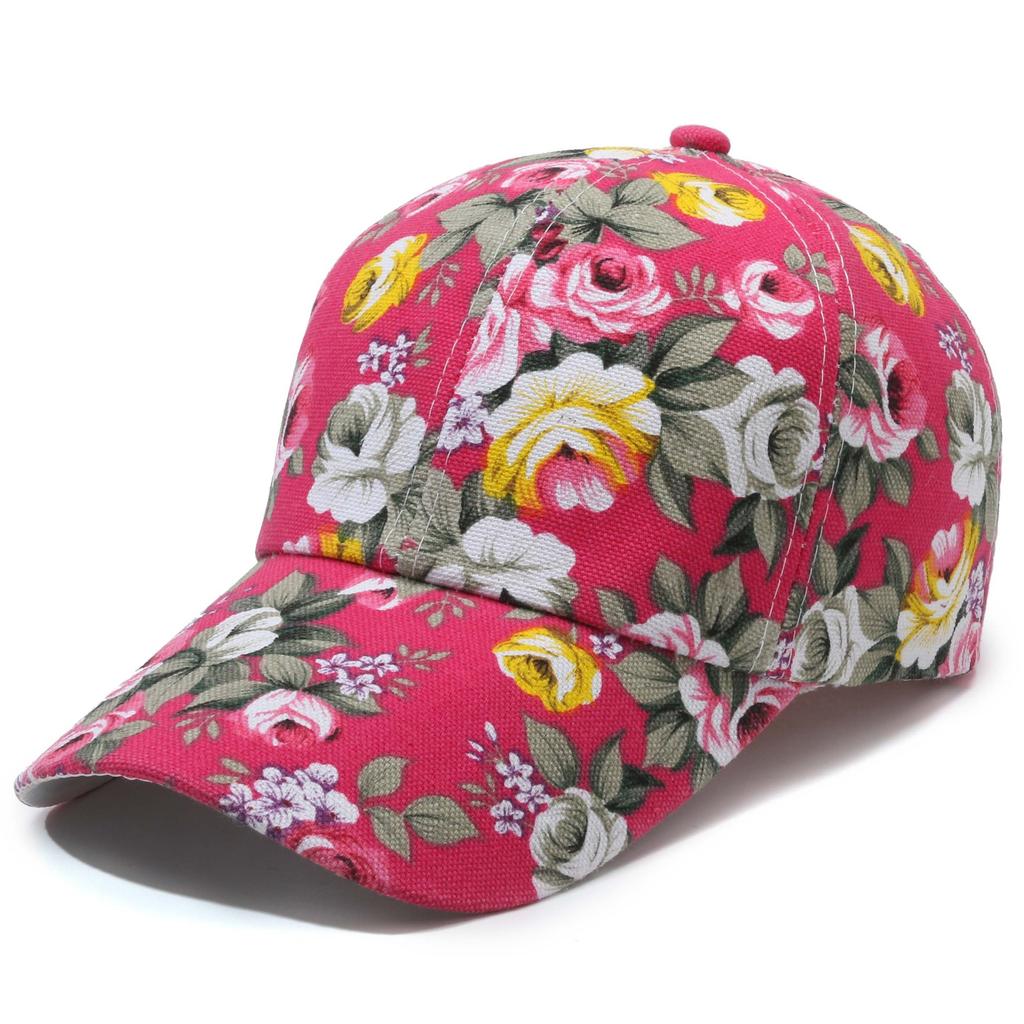 Modische Baseballkappe mit Rosen-Blumendruck für Damen, Sonnenschutz, Sonnenschutz, Blumenkappe, Sonnenhut