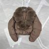 Womens Short Puffer Coat 2026 Winter Warm Oversized Cotton-Padded Jacket With Detachable Faux Fur Collar