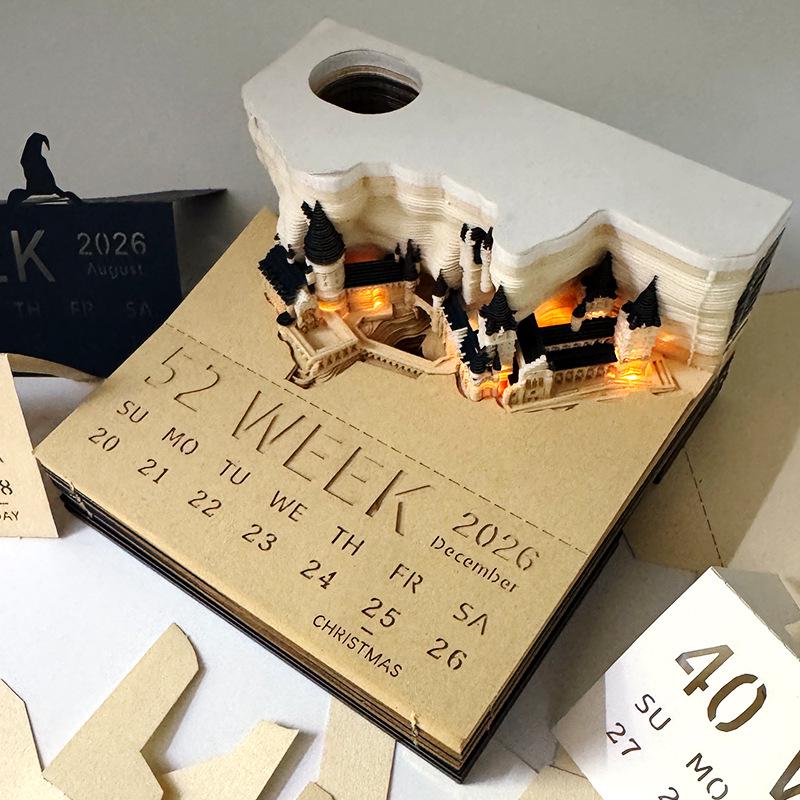 Note Adesive Pop-Up 3D di Harry Potter e Calendario Strappabile Anno del Drago 2026 di Hogwarts.