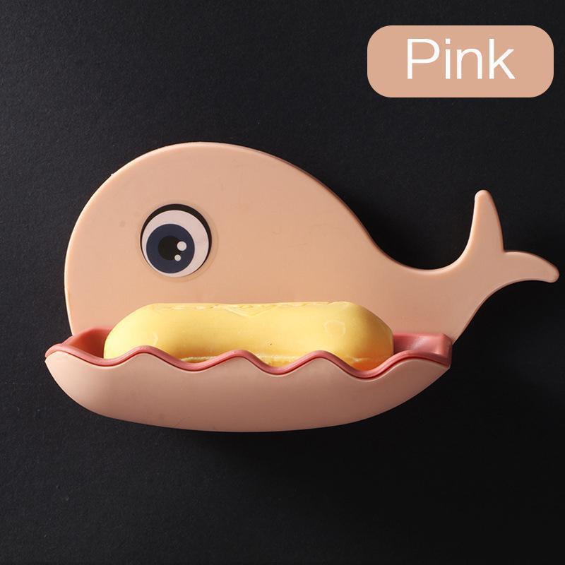 1PCS Small Whale Soap Box Free Punch Bathroom Drain Soap Rack Bathroom Wall Mounted Soap Organizer Shelf LM