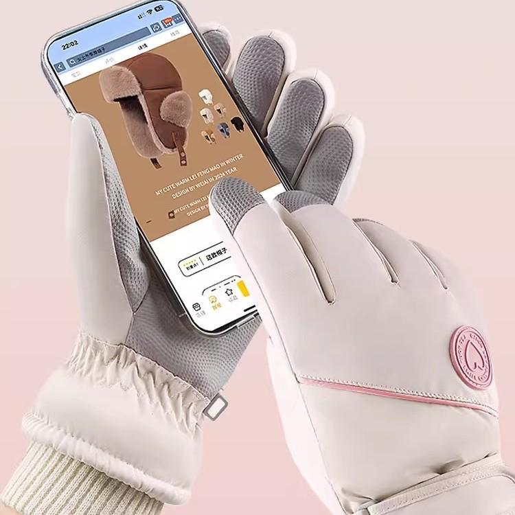Ski gloves women's 2025 new autumn and winter velvet thickened warm and cold touch screen electric vehicle riding gloves