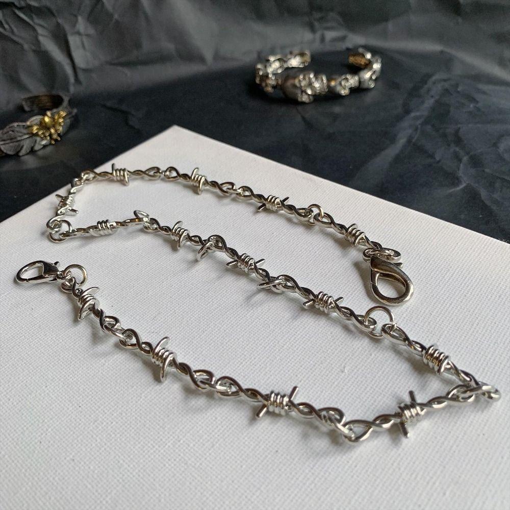 Trendy Metal Pants Chain Thorns Wire Hip Hop Long Waist Chain Grunge Goth Punk Necklace Women Men Jeans Accessories