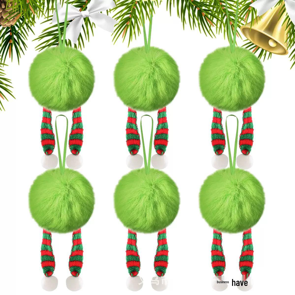 Grinch Green Fluffy Ball Ornaments: Christmas & New Year Tree Decorations, Festival Party Gifts