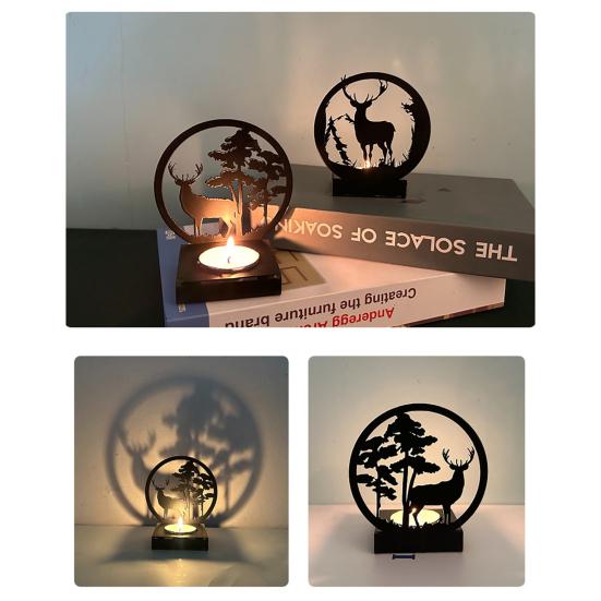 Elk Candlestick Design Create Warm Romantic Atmosphere Christmas Ornament for Home Decoration