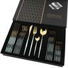 24pcs Pink Gold Dinnerware Set Knife Forks Spoon Cutlery Set with Gift Box Stainless Steel Spoon Flatware Kitchen Tableware
