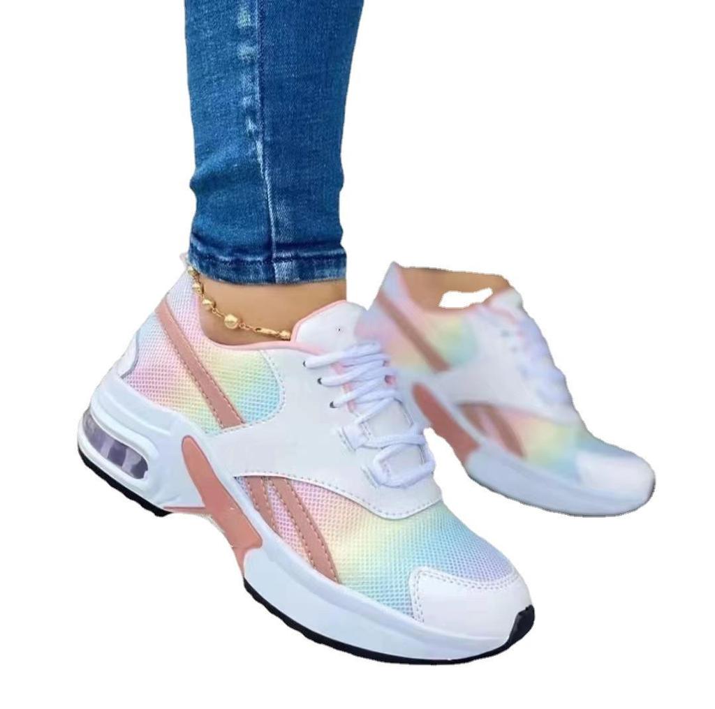 Women's Plus Size Sports Single Shoes Casual Thick Sole Sponge Cake Flat Bottom Air Cushion Mesh Sneaker Shoes 35-43