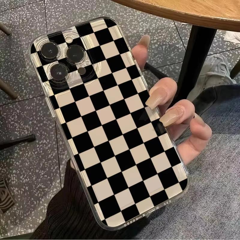 Space Black Plaid Pattern Clear Phone Case For Xiaomi Mi 15 T Pro 14T 13T 12T Mi 17 Pro 15 14 13 12 11 Lite 5G Silicone Cover