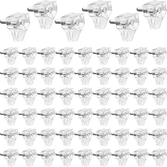 60PCS 5mm/0.2Inch Shelf Support Pins, Plastic Cabinet Shelf Pegs, Clear Shelf Support Pegs for Bookshelf, Kitchen, Display Cabinet