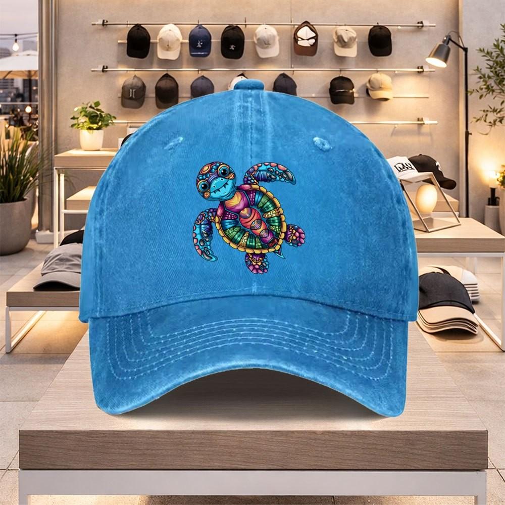 Colorful Sea Turtle Baseball Cap Unisex Cotton Casual Adjustable Snapback Hat Summer Beach Cap