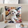 1pc, Cute Floral Pillow for Maltese Dog, Size 45.72 X 45.72cm, Soft Polyester Foam with Zipper - Suitable for Living Room, Sofa, Bedroom Cushion Cover