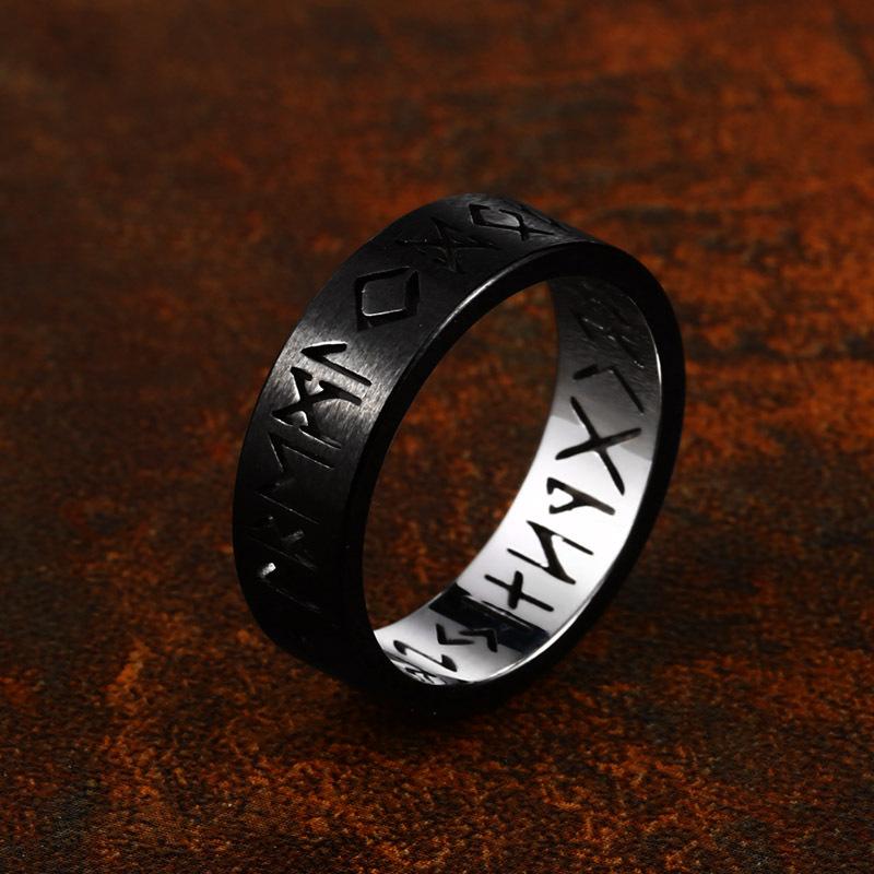 Vintage Silver Viking Rune Rings for Men Women Nordic Odin Amulet Stainless Steel Fashion Jewelry Simple Norse Style