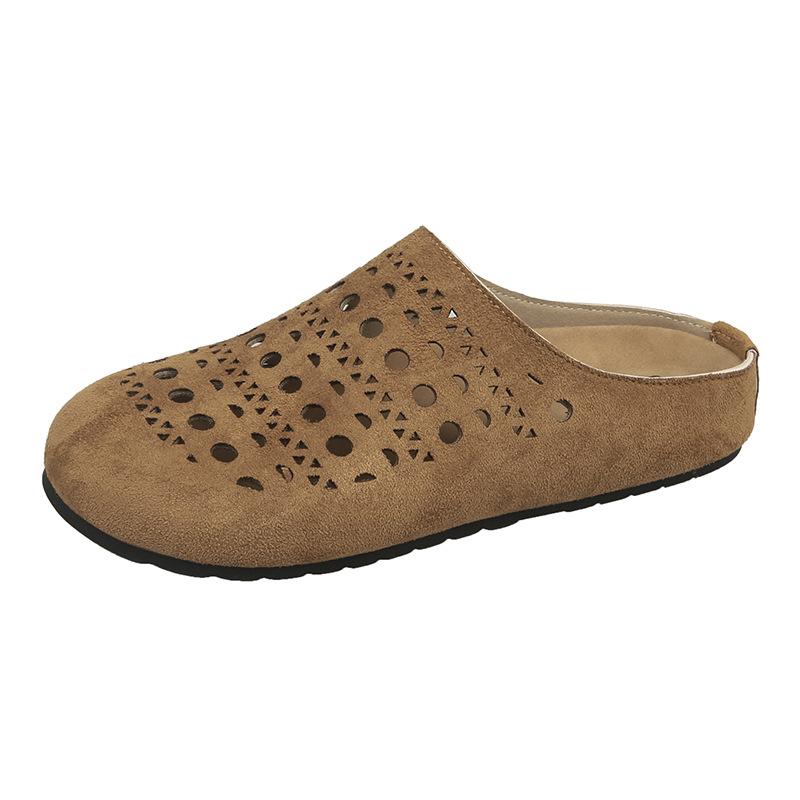 Thick-soled Flip-top Hollowed-out Birken Shoes Lazy Person Wearing Half-flip-top Women's Slippers On One Foot