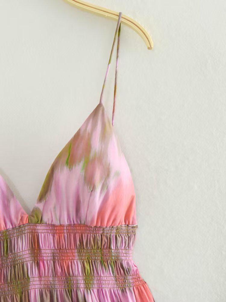 2023 European & American Style Women's Printed Midi Sundress