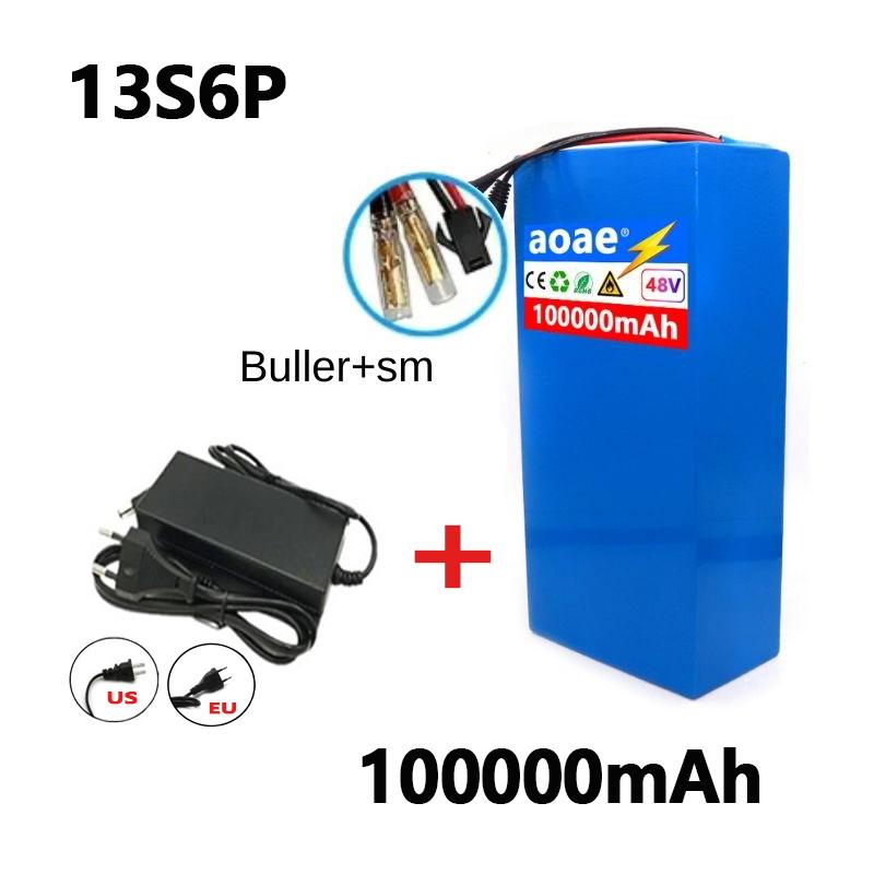 100%18650Original 48V 100Ah 13s6p Lithium-Batteriepaket 48v 100000mAh 2000W Citycoco Motorroller-Batterien Eingebaut 50A BMS