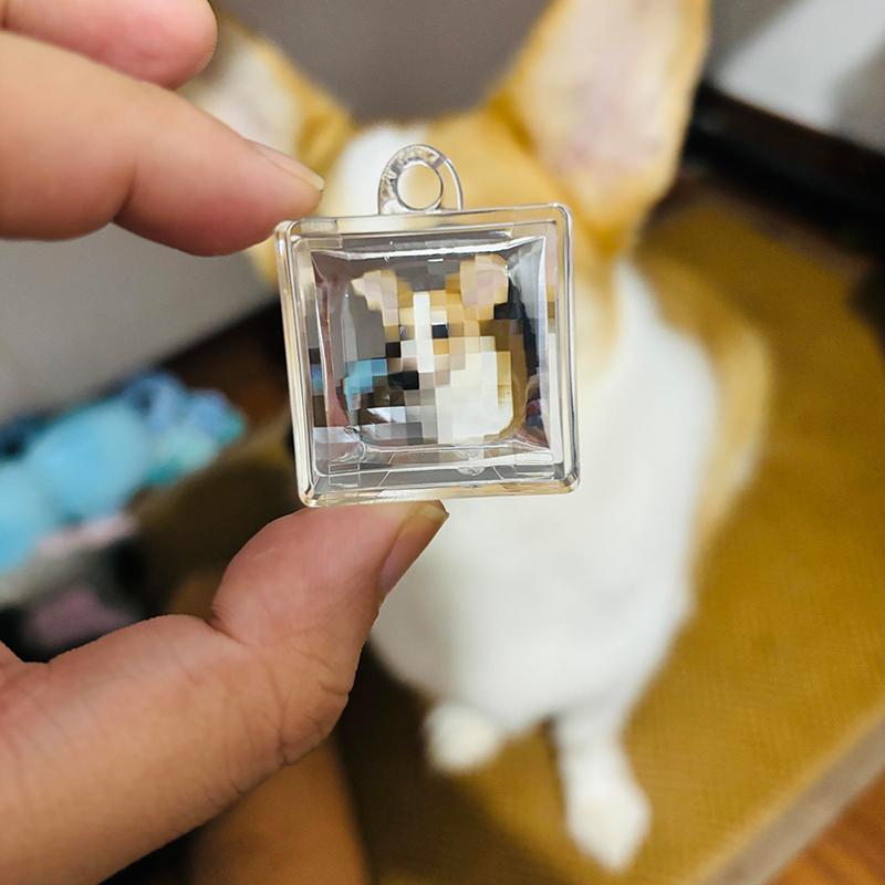 1Pc Blank Acrylic Pixel Filter Keychain Clear Frame Keyring Couple Anniversary Graduation Bag Pendant Diy Accessories