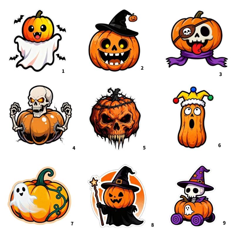 Creative Pumpkin Vehicle Stickers Weatherproof Adhesive Decals For Cars Trucks Halloween Theme Party Decoration