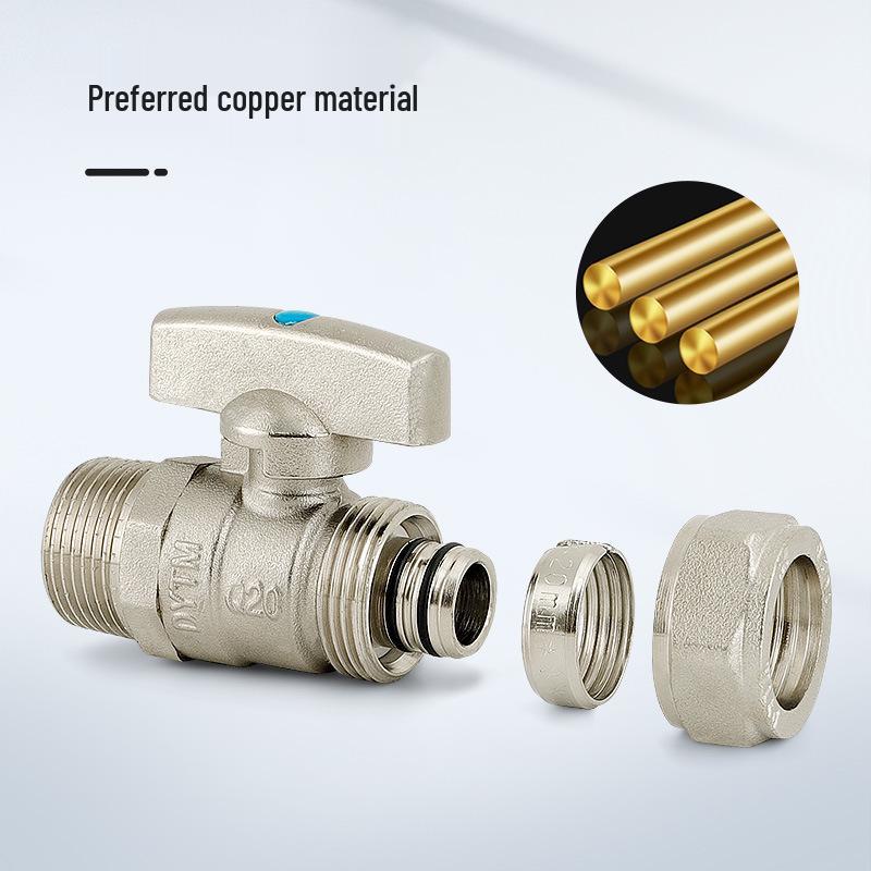 Thick Copper Card Sleeve Ball Valve for Aluminum-Plastic Pipe: Male Thread Water Heater Switch Valve