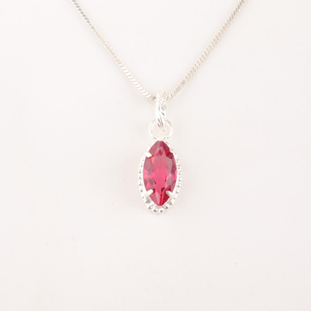 Pink Tourmaline Gemstone 925 Sterling Silver Jewelry Handmade Pendant For Gift PP-59-8
