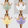 Yellow Summer Girls Knit Fabric Sleeveless Dress With U Neckline For Casual And Party Wear