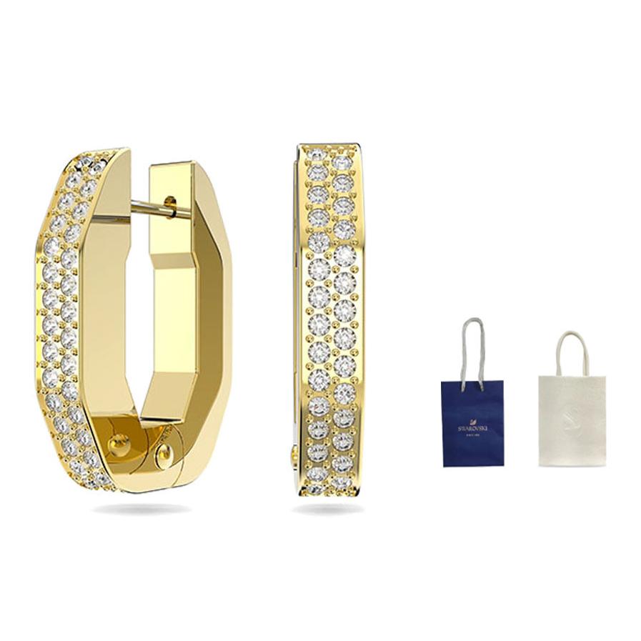 Swarovski Dextera Achthoekige Grote Hoepeloorbellen Kleine Maat Goudkleurig Damesoorbellen 5626084 Box (Random Color)
