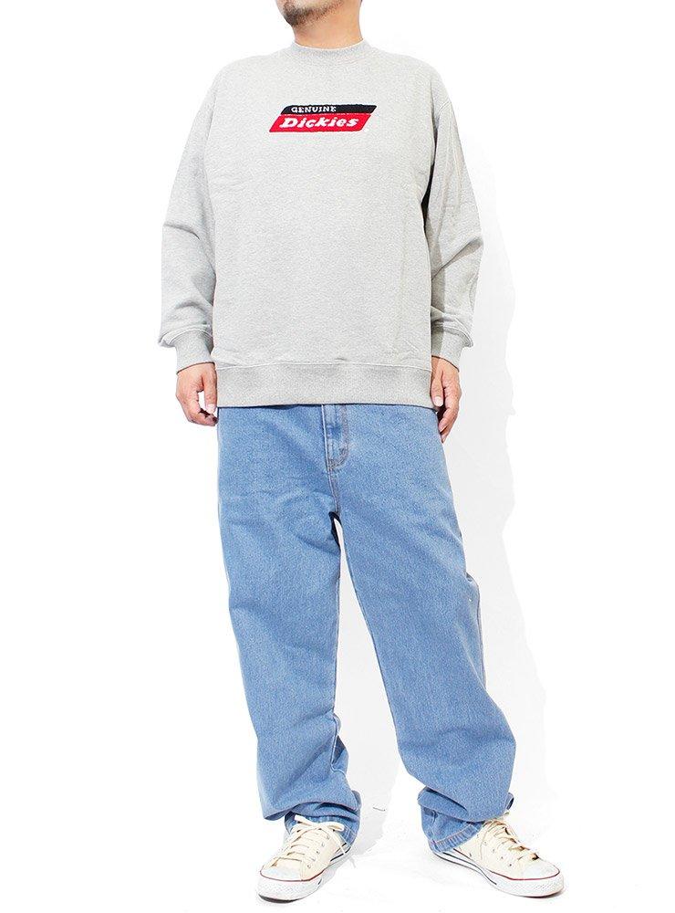 HLEMMUSEUM Men's Denim Cargo Pants, Plus Size, Loose Fit, Wide Leg, Elastic Waist, Jeans, Size 3L, Blue (Plain)