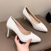 Fashion Stiletto Single Shoes Autumn New Pointed Toe Patent Leather Cover Foot Platform Non-Slip Wear-Resistant High Heels