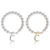 Letter Bracelet Set Stainless Steel Letter Pendant Pearl Beaded Lobster Buckle Cup Pendant Pearl Set Bracelet