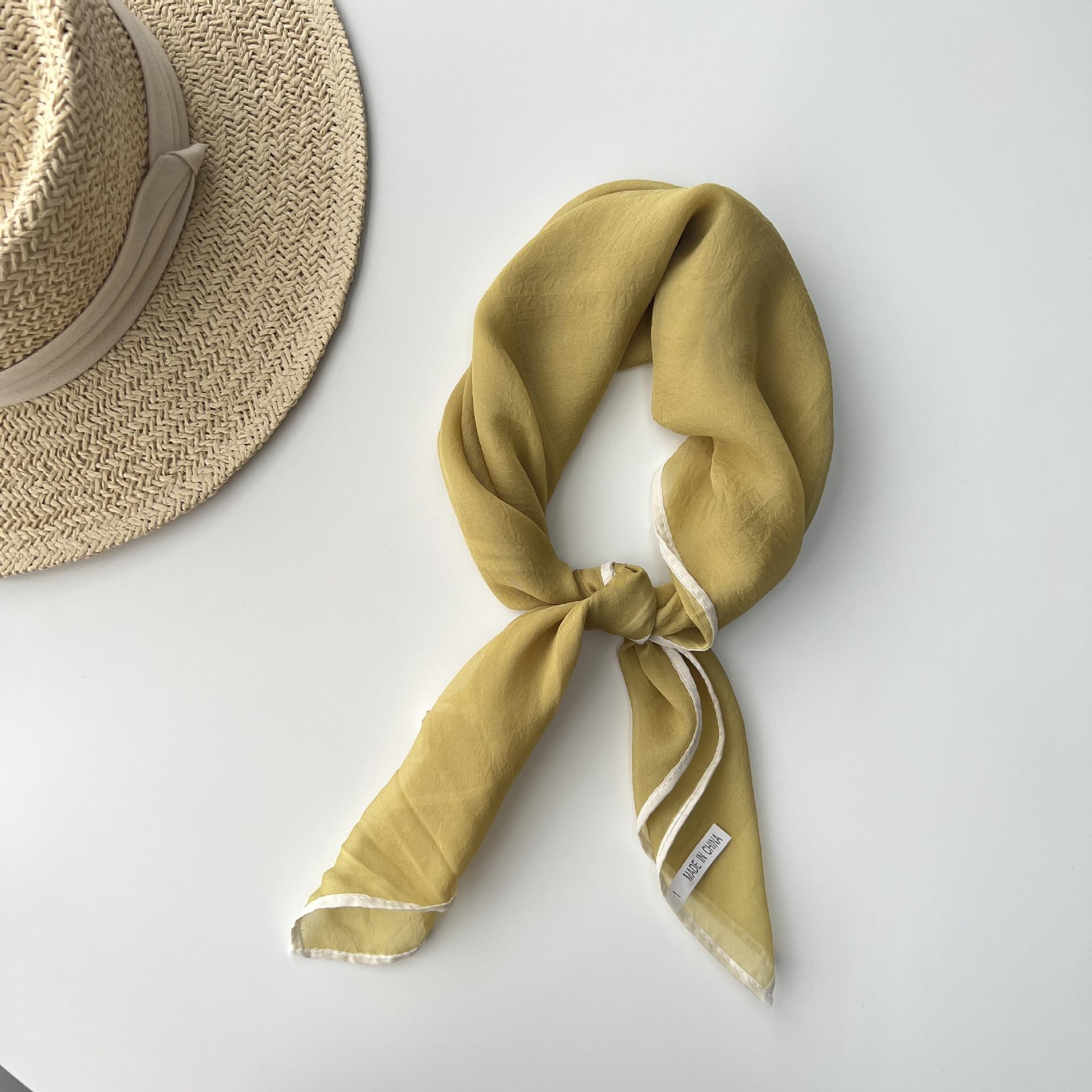 

Однотонный носовой платок, хлопковые шейные шарфы для женщин, маленькие шали и накидки, бандана, платки на голову 70cm темно-желтого