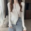 2025 Spring & Fall Women's Slim Fit Zipper Cardigan - Long Sleeve, Irregular Knit Top