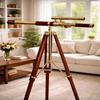Brass Telescope on Wooden Tripod, Nautical Decor Spyglass, Maritime Telescope, Pirate Style Home Decor