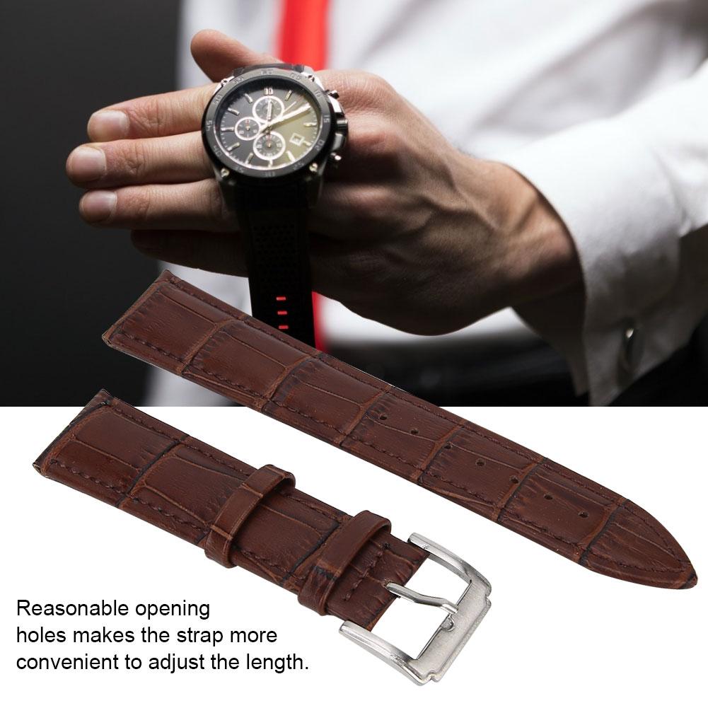 Correa de reloj universal de cuero PU ajustable para hombre y mujer, repuesto de 20 mm, marrón