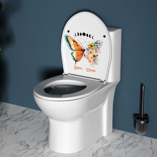 Nálepka s motýly květina na toaletu Vodotěsná samolepicí PVC Samolepící Odnímatelná Obývací pokoj Ložnice Koupelna Nálepka na stěnu Zvířecí květinová dekorace