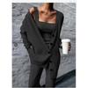 Women's Casual Deep Grey Knit Cardigan Set Women's Jacket Vest Pants