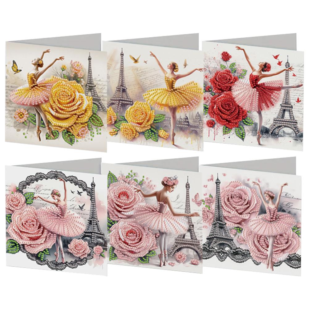 6Pcs Cute Cartoon Diamond Mosaic Festival Gift Cards Rinestone Embroidery Arts Craft Cards Kit for Friend Family Lover
