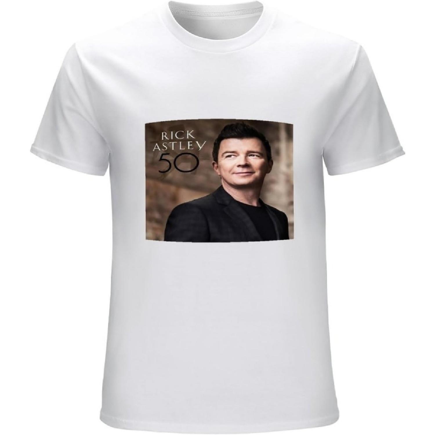 ESSERYRFG Men s Rick Astley 50 Vinyl Cd Cover Tee T-Shirts White XXXXXL белый