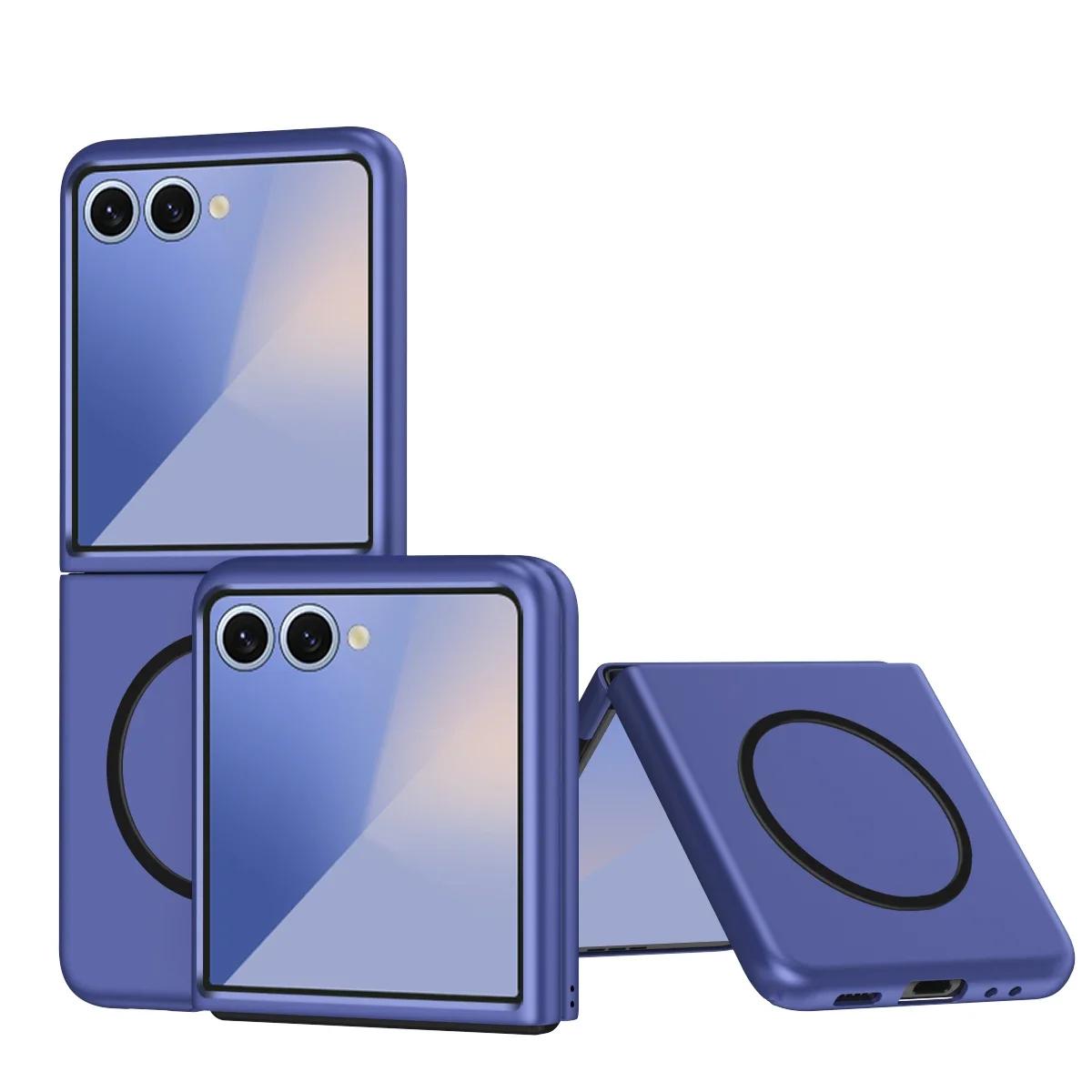 

Тонкий магнитный чехол для телефона Samsung Galaxy Z Flip 7 FE 6 5 4 3 Flip7 Flip6 Flip5 Flip4 5G Матовый защитный жесткий чехол Galaxy Z Flip7 синий