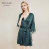 Cross 19 Momme Heavy Silk Women's Nightgown & Robe - 100% Mulberry Silk for Spring & Autumn