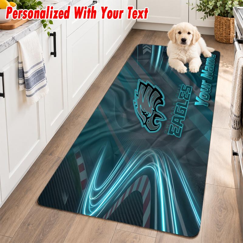 Philadelphia Eagles Individueller Name Flanellteppich Küchenmatte Rutschfester Bodenteppich Personalisierte Heimdekoration