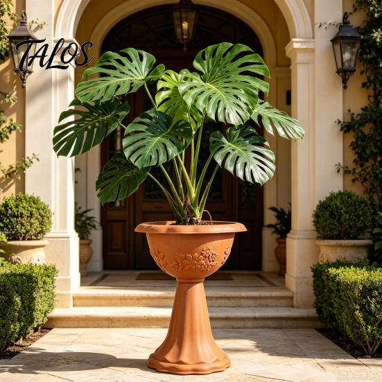 Plastic Flower Urn Planter, Goblet-Shaped Plant Pot, Lightweight Flowerpot with Drainage Holes for Indoor Outdoor Garden Patio Porch Decor