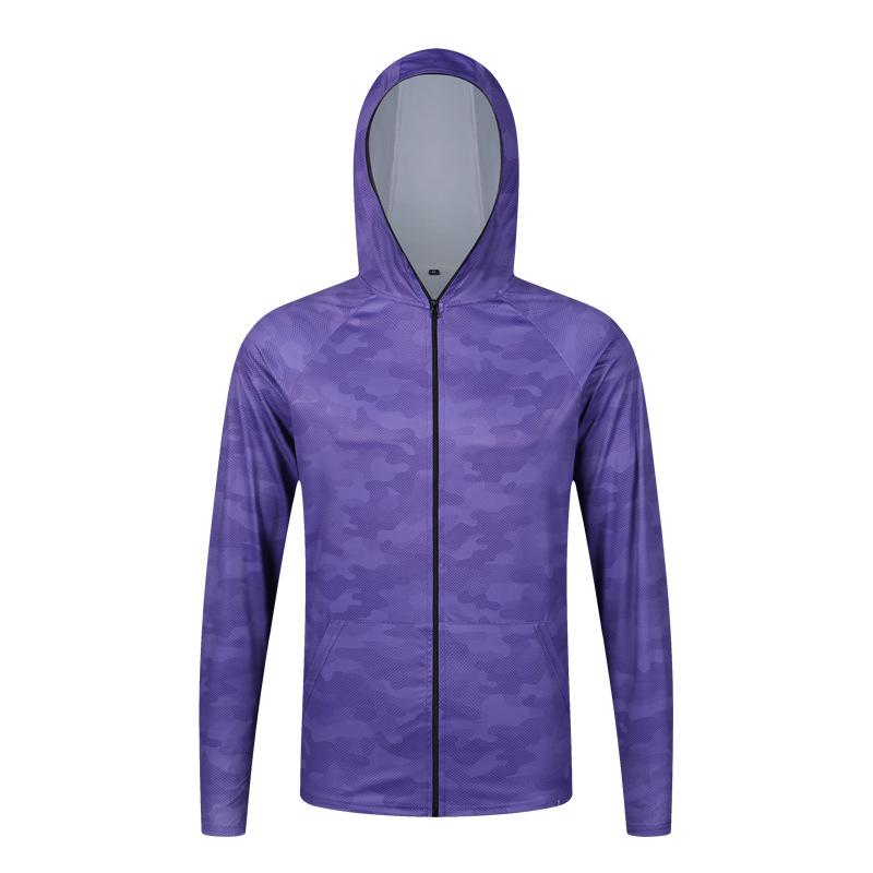 Men's Summer Breathable Camouflage Hooded Long Sleeve Sun Protection Fishing Shirt
