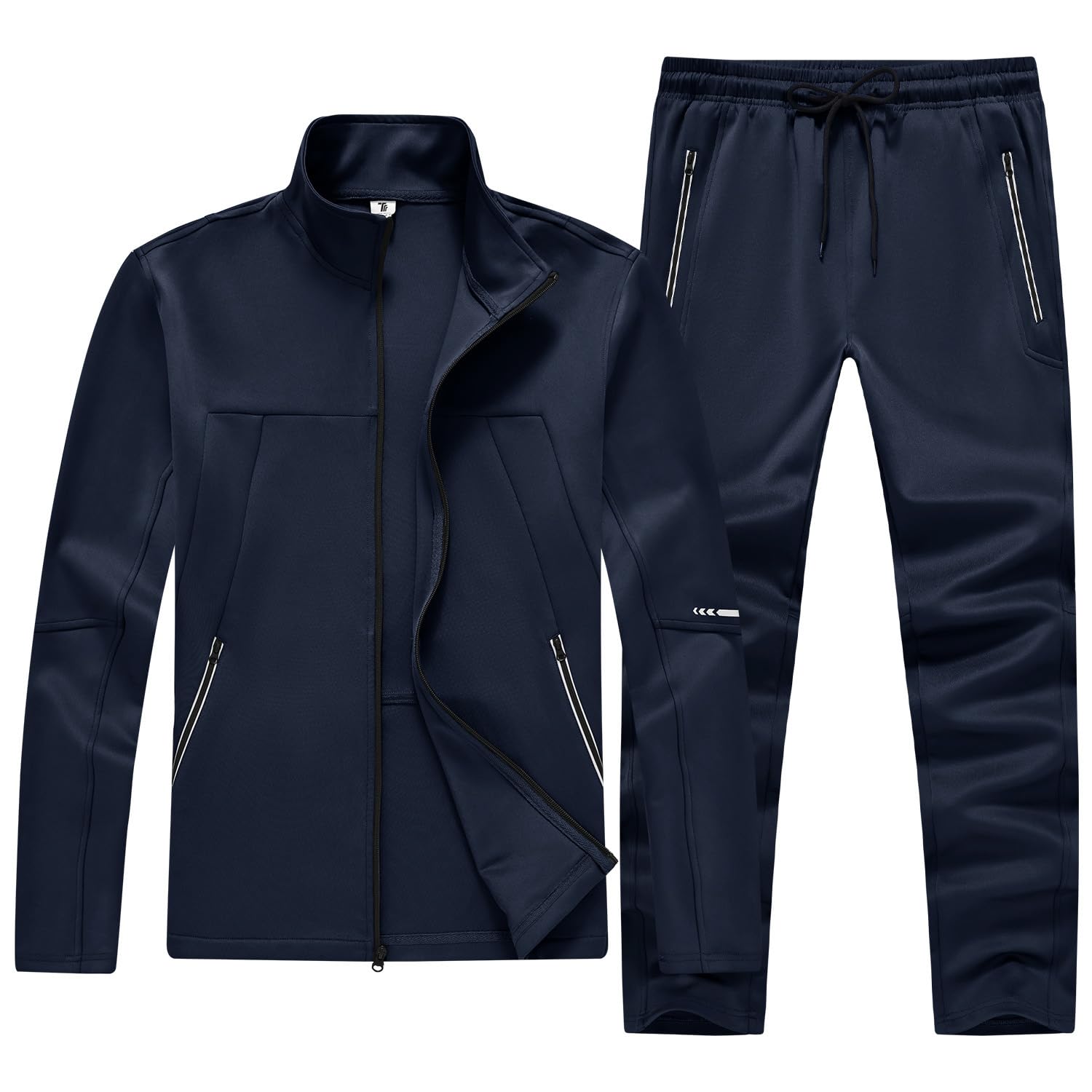 

YSENTO Training Jersey Long Drawstring Perfect for Home and Size L Men s Set, Stand-Up Collar, Full-Zip Top, Sleeves, Pants, Moisture-Wicking,