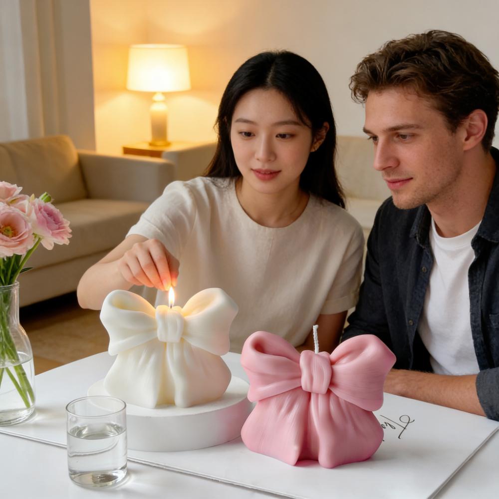 3D Bowknot Scented Candles Household Decoration Candle DIY Bow Aromatherapy Scented Candle Wedding Valentine's Day Romantic Gift