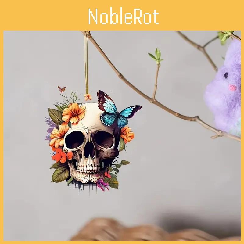 Halloween Skelett Blume Schmetterling Muster Acryl Anhänger Für Fahrzeug Stil