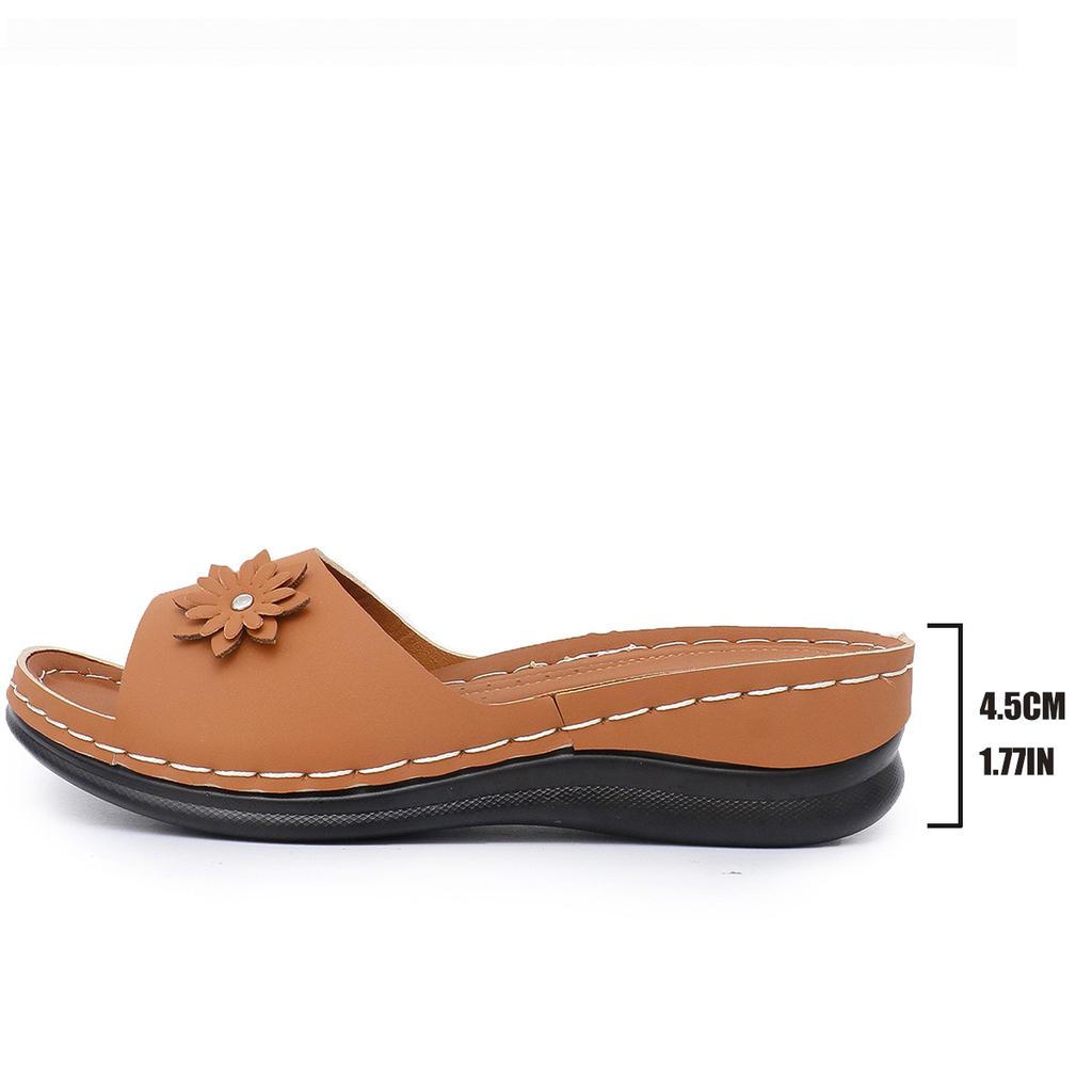 Fashion Shoes for Women Slippers Summer Elegant Woman Slides Sandals Ladies Wedge Middle Heel Solid Casual Footwear Slipper Female 2025