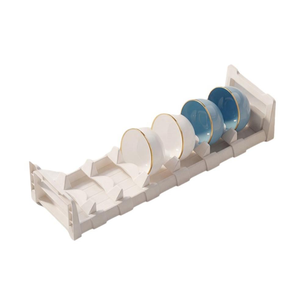 Built-in Kitchen Dish Holder Adjustable Dish Drying Rack Cabinet Dish Organizer Cabinet Drawer White Bowl Rack