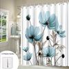 1 light blue cosmos floral shower curtain, soft and flowing petals, machine washable, polyester fabric, suitable for bathroom