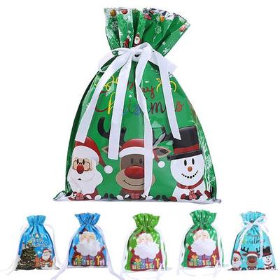 10 Pcs Christmas Drawstring Gift Bags Large Candy Cookie Wrapping Bags