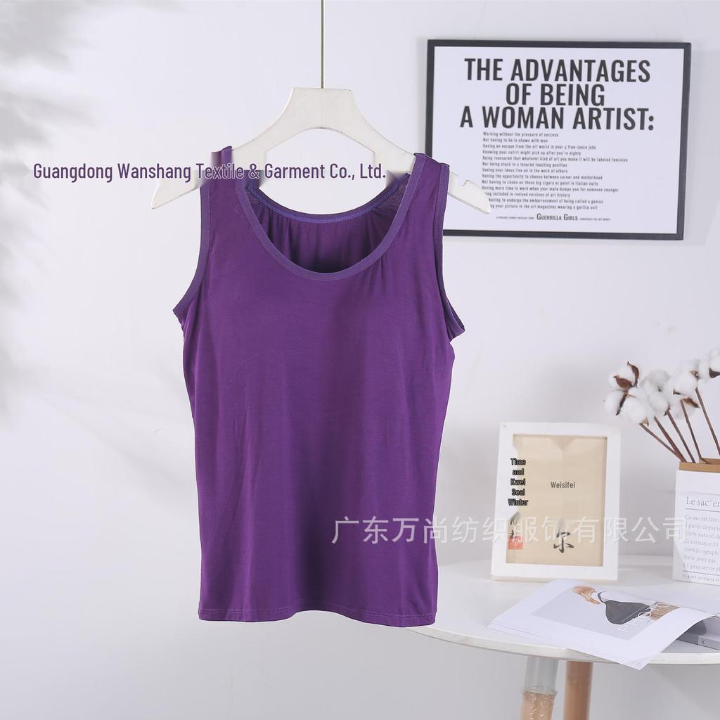 Damen Modal Gepolstertes Sport Yoga Tank Top mit Fixierten Cups - Erhältlich in 6 Größen & 6 Farben.